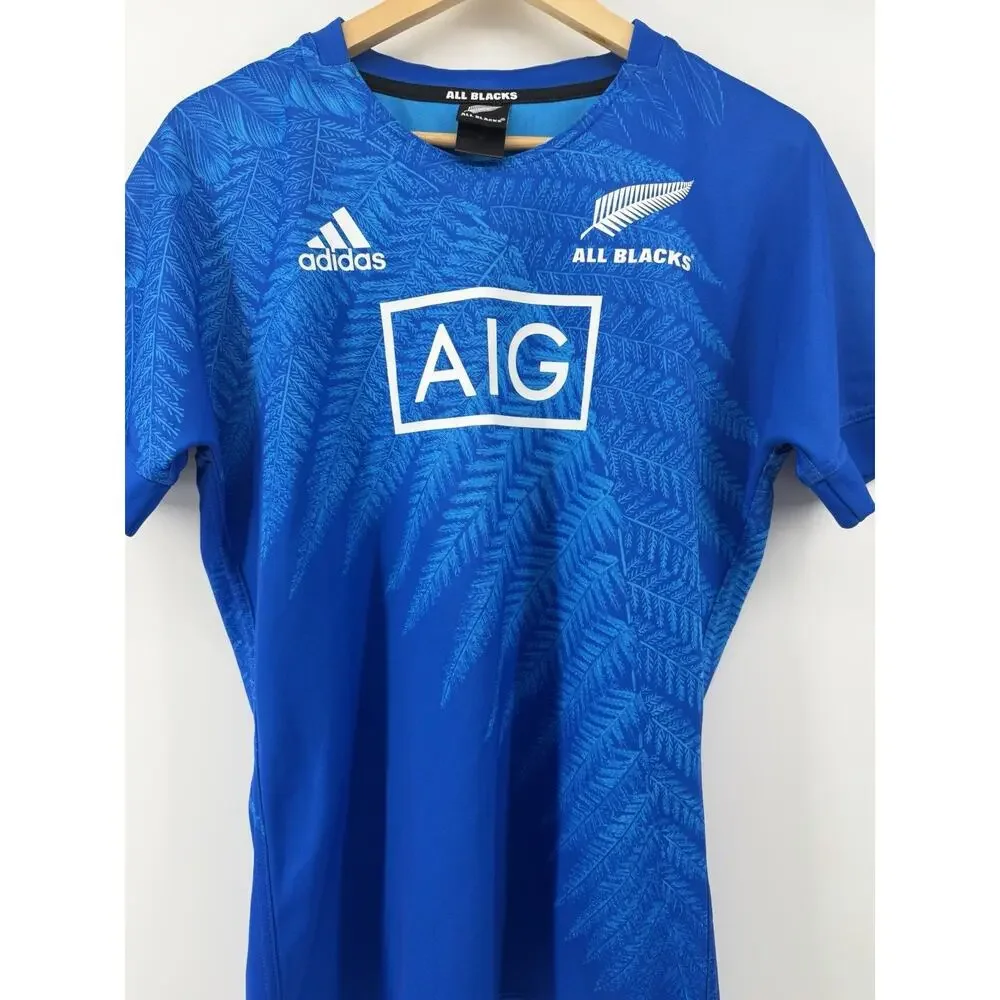 Adidas New Zealand Rugby Jersey Mens M Blue AIG Performance Shirt